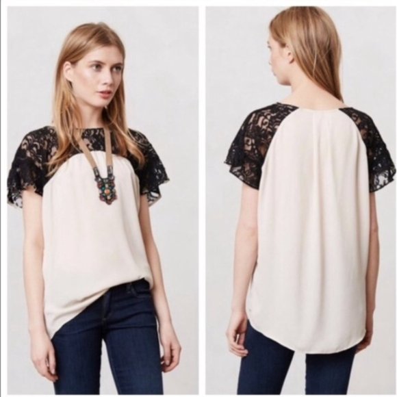 👚Anthropologie, Blush & Lace Top, M - Picture 2 of 10